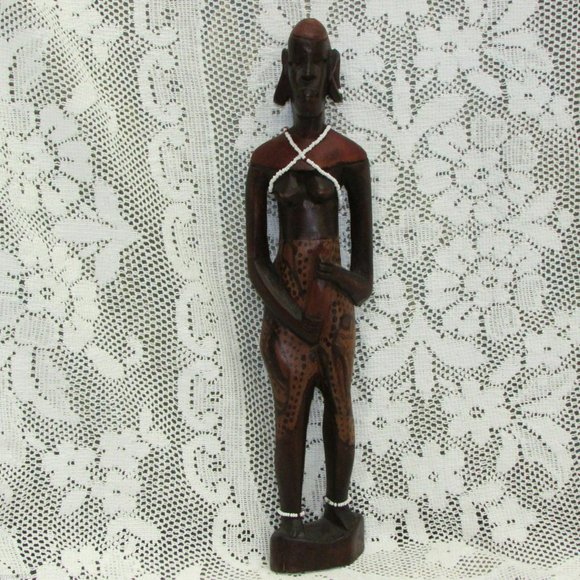 Tribal Art African Wood Statue 12.5" Hand Crafted Figurine Kenya? - Picture 1 of 5